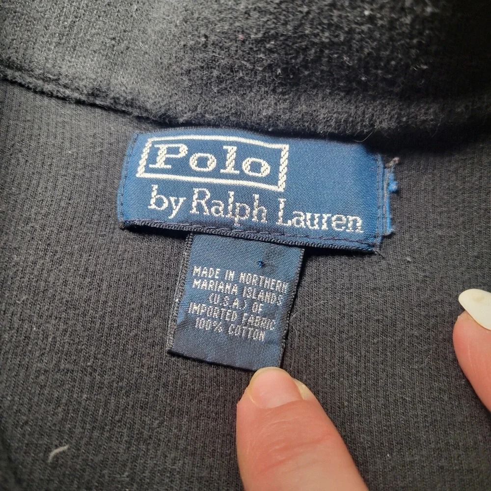 Polo Ralph Lauren Mens Black Quarter Zip‎ Pullover Cotton Knit Sweater Purple